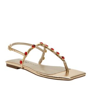Katy Perry the camie gemstone sandal gold ruby slides 6M new in box